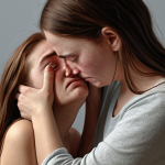 **A person comforting a crying friend, visually representing empathy and emotional connection.** (This image should focus on the act of transference and showing care).