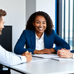 A diverse team of professionals, fully clothed in modest business attire, are engaged in a collaborative meeting in a bright, modern office space. They are all smiling and exhibiting positive, open body language, signifying strong teamwork and high productivity. The atmosphere is vibrant and inspiring, reflecting shared enthusiasm. Safe for work, appropriate content, fully clothed, professional, perfect anatomy, correct proportions, natural pose, well-formed hands, proper finger count, natural body proportions, professional photography, high quality.