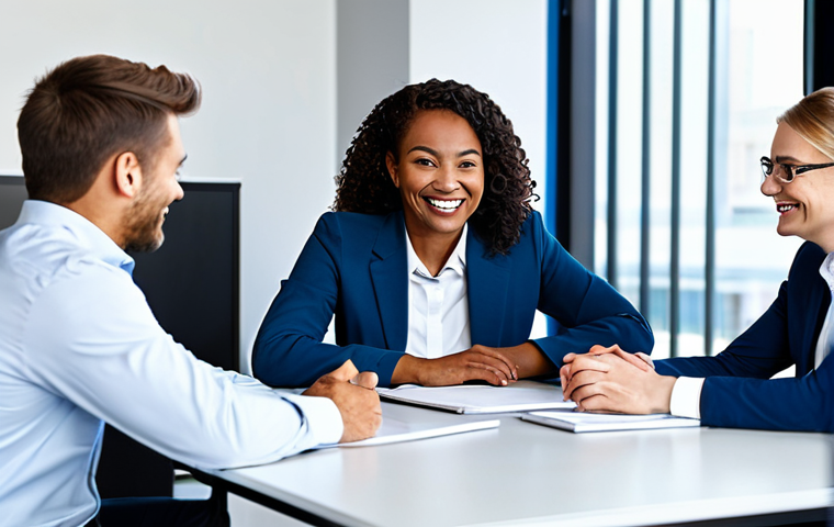 A diverse team of professionals, fully clothed in modest business attire, are engaged in a collaborative meeting in a bright, modern office space. They are all smiling and exhibiting positive, open body language, signifying strong teamwork and high productivity. The atmosphere is vibrant and inspiring, reflecting shared enthusiasm. Safe for work, appropriate content, fully clothed, professional, perfect anatomy, correct proportions, natural pose, well-formed hands, proper finger count, natural body proportions, professional photography, high quality.