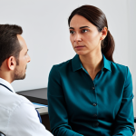 **

"A professional therapist in a fully clothed, modest outfit listens attentively to a patient in a safe, supportive office environment. Focus on empathetic facial expressions and body language. Safe for work, appropriate content, professional setting, perfect anatomy, natural proportions."

**