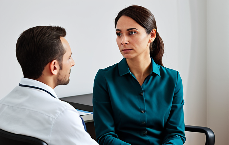 **

"A professional therapist in a fully clothed, modest outfit listens attentively to a patient in a safe, supportive office environment. Focus on empathetic facial expressions and body language. Safe for work, appropriate content, professional setting, perfect anatomy, natural proportions."

**