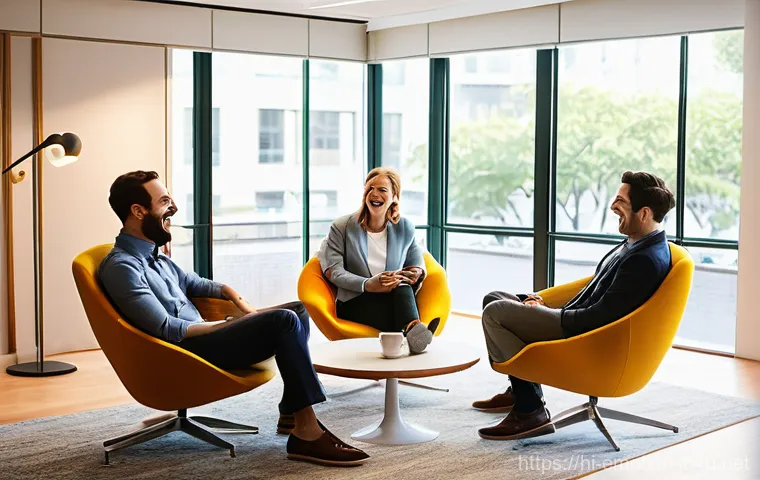 감정전이와 자기감정 인식 - **Prompt 1: The Ripple Effect of Joy**
    "A diverse group of five adults, ranging from their late ...