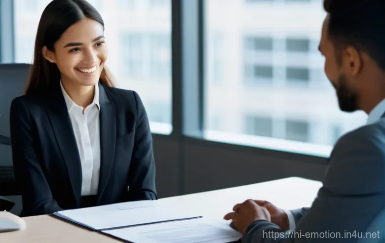 감정전이와 심리적 저항 - **Prompt:** A young professional woman, dressed in smart business attire, sits across a desk from he...