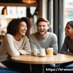 Home 18 감정전이와 심리적 균형 - **Prompt:** "A diverse group of friends, all adults in their mid-twenties, are gathered around a tab...